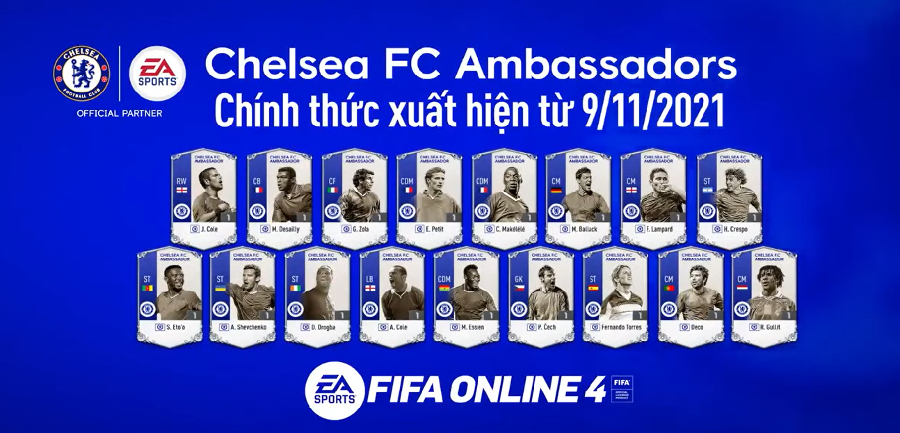 Mùa thẻ Chelsea FC Ambassador đã chính thức xuất hiện trên TTCN của FIFA Online 4 vào ngày 9/11